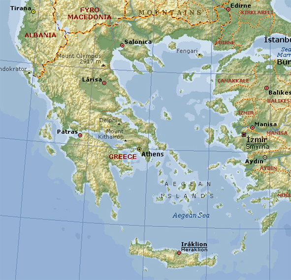 Græske øer kort 